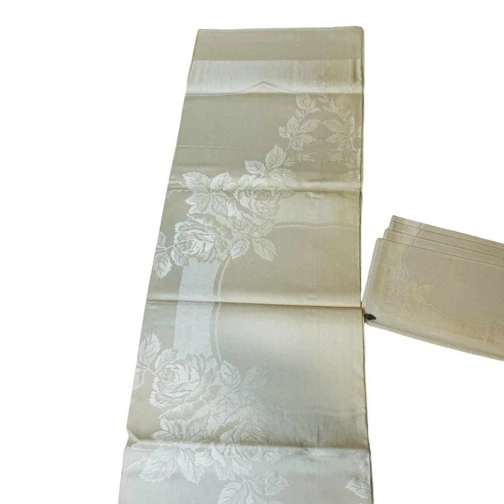Bardwil Damask Tablecloth Arbor Rose Hand Hemmed Napkins‎ Set Japan 52x52